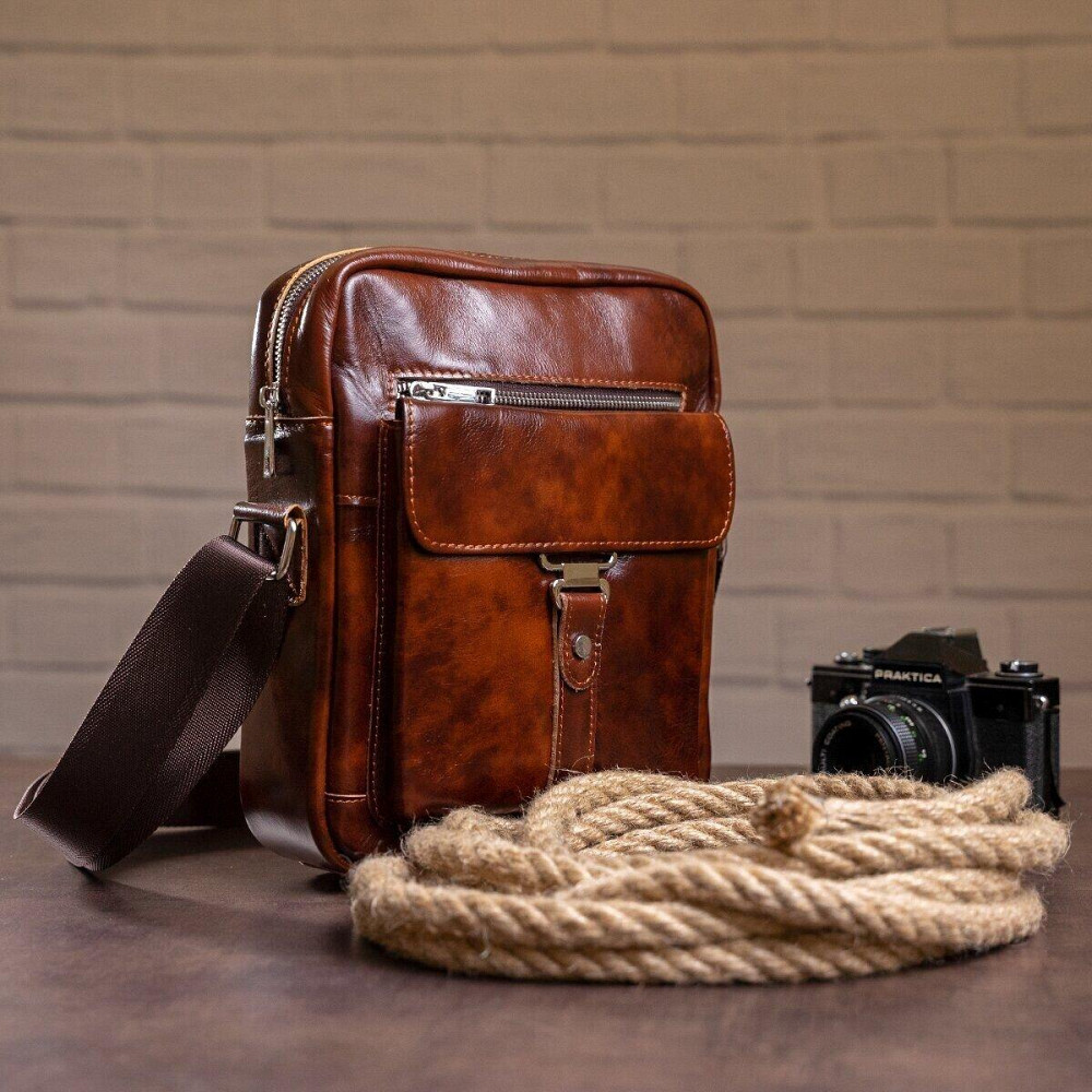 Сумка стильна чоловіча Vintage 14829 Коричнева Київ - фото 6