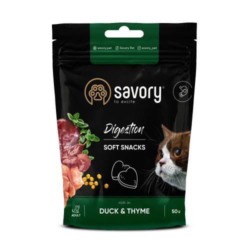 М'які ласощі Savory для покращення травлення котів, качка з чебрецем, 50 г Київ - фото 1