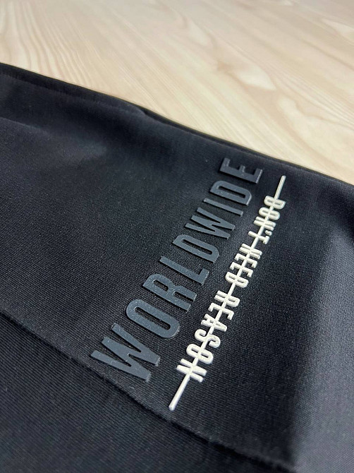 Костюм жіночий CAPPITONE 101216 оверсайз футболка з джогерами з швом і написом чорний, чорний, S Київ - фото 7