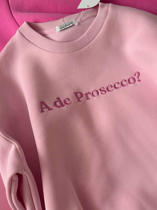 Жіночий стильний оверсайз світшот з написом «A De Prosecco?» турецька трьохнитка піньє Одеса - фото 4