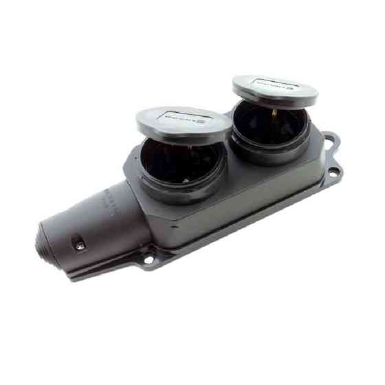 Рукоять с заземлением с крышкой 2 гнезда, каучук, черный Днепр