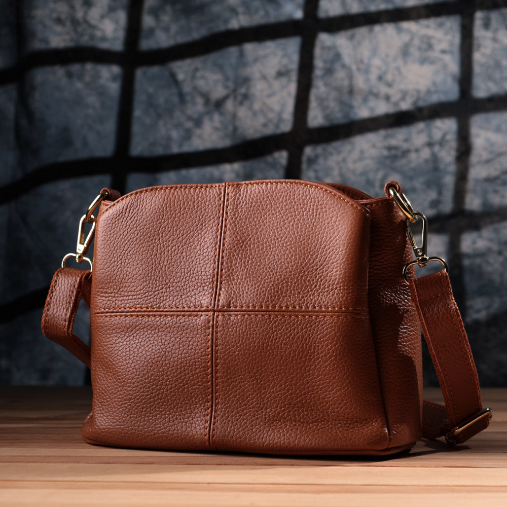 Замечательная женская сумка с твердым дном из натуральной кожи Vintage sale_15108 Рыжий Киев - изображение 9