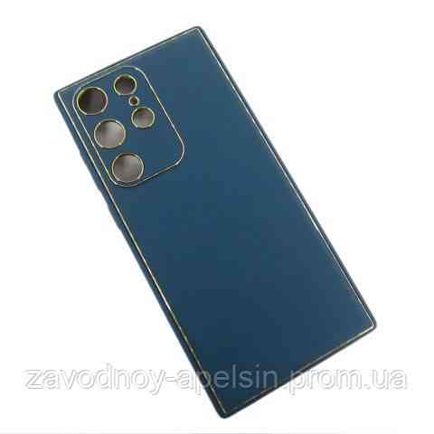Samsung S23 Ultra S918 Чехол кожаный Защита камеры (синий) Одесса