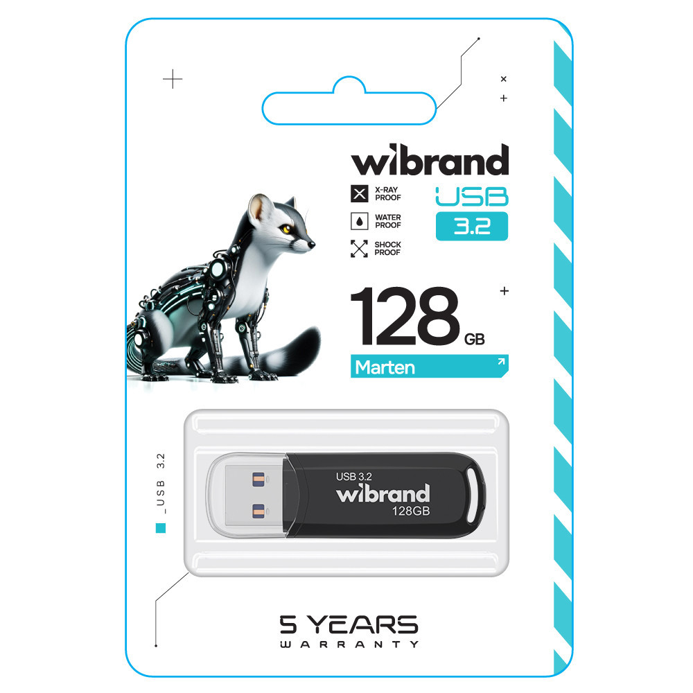 Флеш-накопичувач Wibrand USB 3.2 Gen1 Marten 128GB Black Київ - фото 2