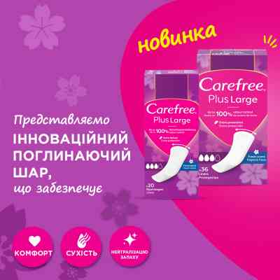 Щоденні прокладки Carefree Plus Large Fresh 20 шт. (3574661606231/3574661487564) Вінниця