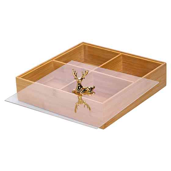 Деревянная менажница на 4 секции с крышкой Киев