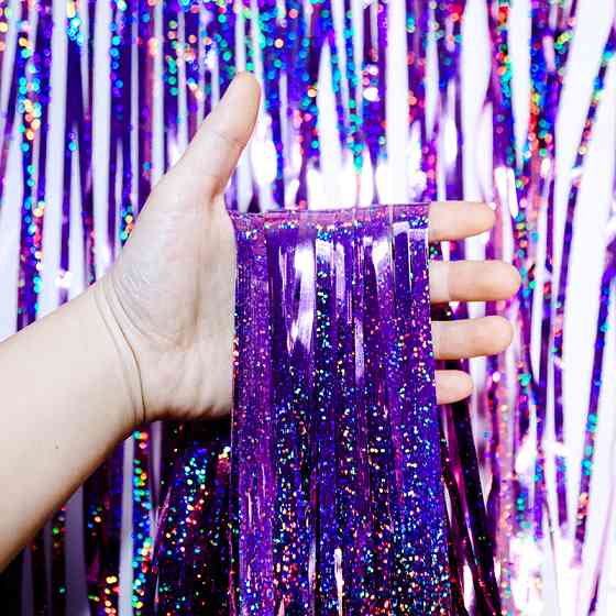 Дождик для фотозоны с голограммой 1 м на 1 м фиолетовый Киев