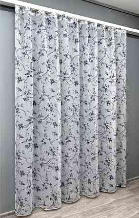 Тюль VR-Textil 1325т Flora Батист Білий с сине-черным принтом 300х265 см (42-1324) Киев
