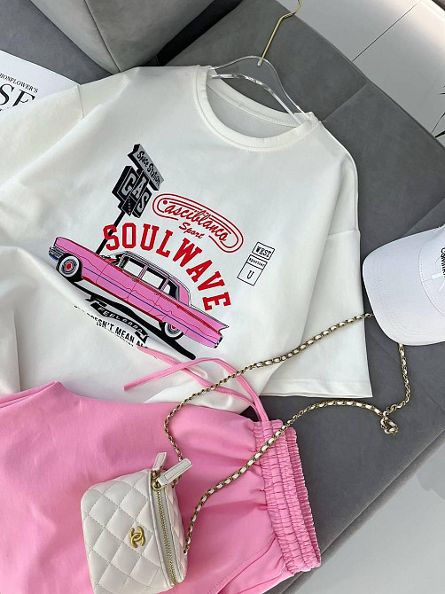 Жіночий літній прогулянковий костюм двійка: футболка і штани двонитка Одеса - фото 3