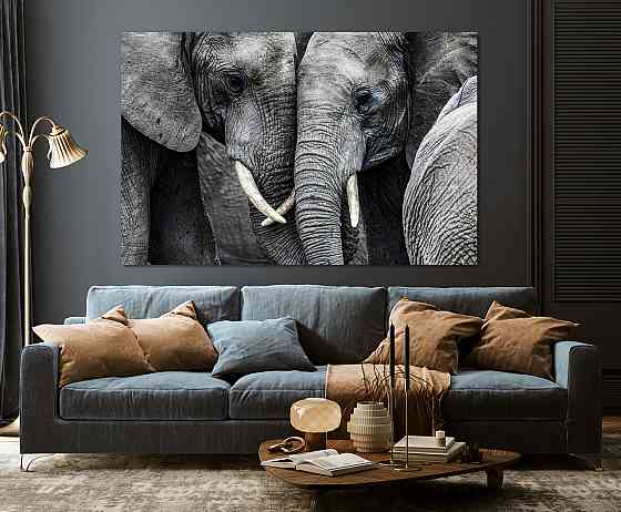 Картина полотно у вітальню / спальню   Пара Слонів  MLP_364 ( 60х30см ) 70x140 см Київ