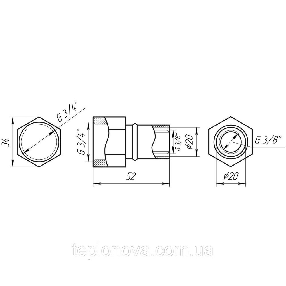Муфта з внутрішньою різьбою прес APE AP 102 3/4″х20 ITALY Чернівці - фото 2