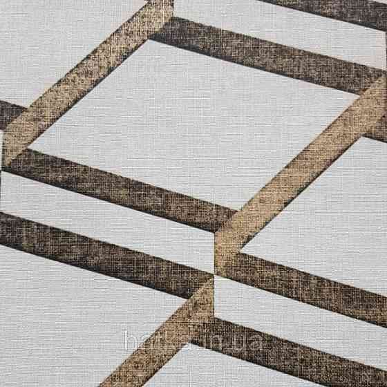 Обои виниловые на флизелиновой основе Decoprint BLOOMING BL22731 геометрия ромбы серый с коричневыми полосами Київ