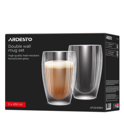 Набір склянок Ardesto 450мл, 2шт, боросилікатне скло, прозорий (AR2645BN) Вінниця - фото 6