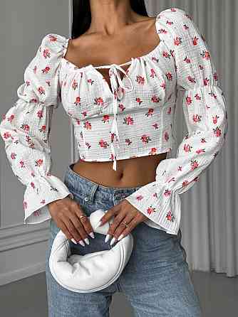 Жіночий літній романтичний топ муслін 100% бавовна Молочний 6 Одеса