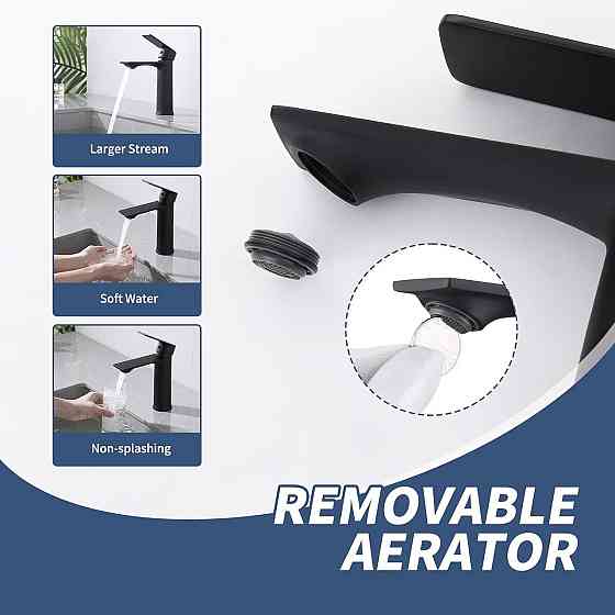 Змішувач для ванни HOMELODY E44022000 Чорний матовий одноважільний для раковини та ванни латунь регулювання потоку Київ