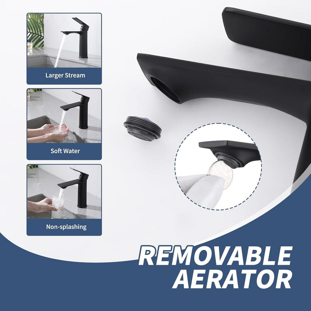 Змішувач для ванни HOMELODY E44022000 Чорний матовий одноважільний для раковини та ванни латунь регулювання потоку Київ - фото 3