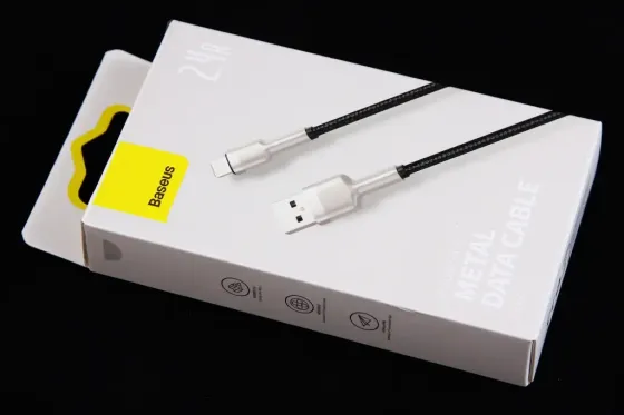 Кабель USB - iPhone 2.4A 2.0м Baseus Cafule Metal нейлоновий круглий чорний/себра. Вінниця