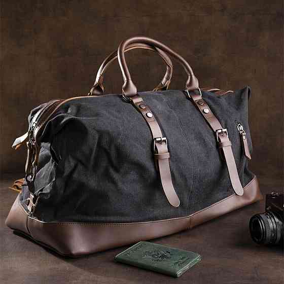 Дорожня сумка текстильна велика Vintage 20166 Чорна Київ