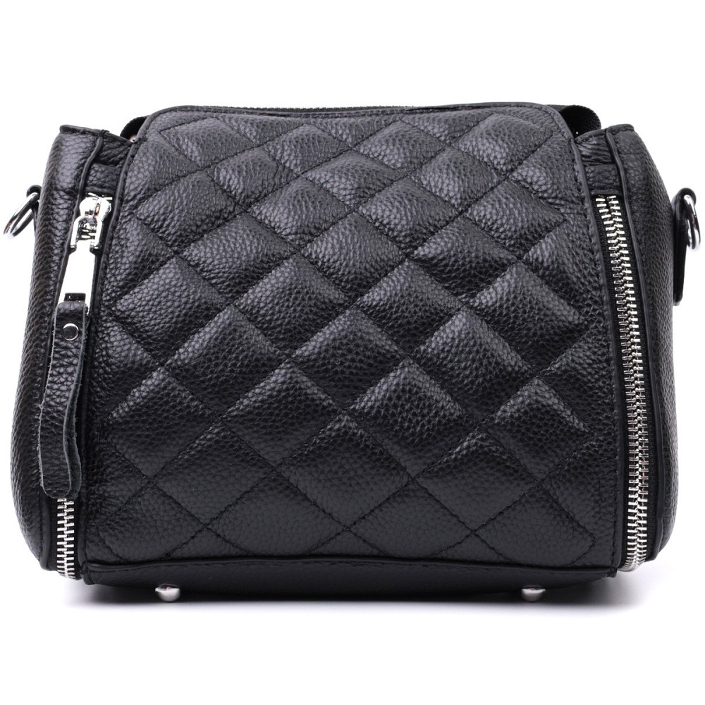 Трендова сумка для жінок у ромби з натуральної шкіри Vintage 22667 Чорна Київ - фото 6