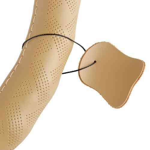 Шкіряний чохол на кермо VLOD-24LC6 BG M бежевий, один шов Харків