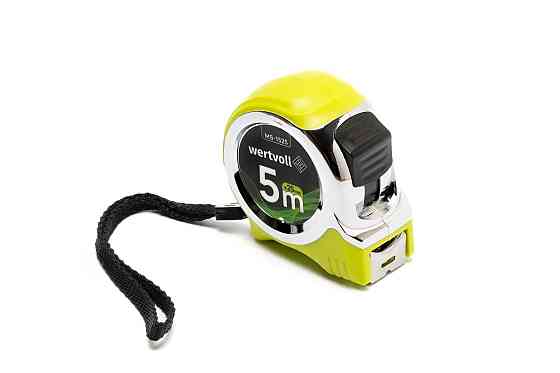 WERTVOLL Рулетка WERTVOLL 5 м×25 мм фіксатор полотна кнопка STOP покриття TPR нейлонове покритт Київ