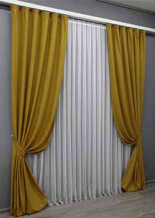 Комплект готовых штор VR-Textil Нубук однотонный № 1521ш Темно-золотистый 150х290 см 2 шт (33-0380) Киев