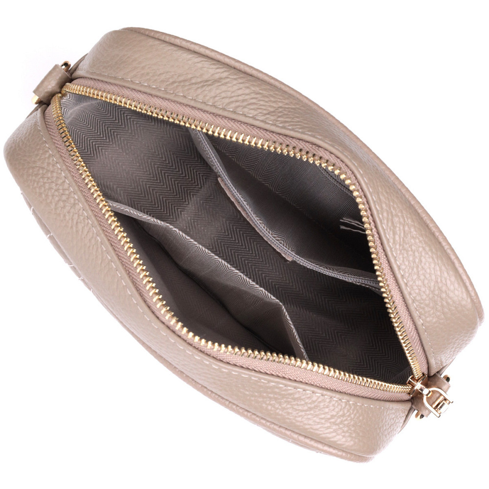 Елегантна стьобана сумка жіноча з натуральної шкіри Vintage 22612 Бежевий Київ - фото 10