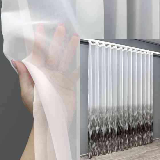 Тюль VR-Textil 1761т Шифон с принтом Венге с белым 300х270 см (42-0788) Киев