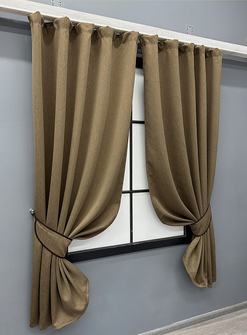 Комплект коротких штор VR-Textil Блэкаут двусторонний Eclipsе № 1795ш Миндальный 130х160 см 2 шт (39-989) Киев - изображение 2