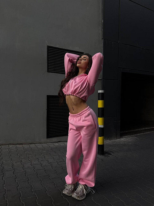 Утеплений жіночий костюм двійка  у спортивному стилі тринитка на флісі Барбі, 46/48 Одеса - фото 3