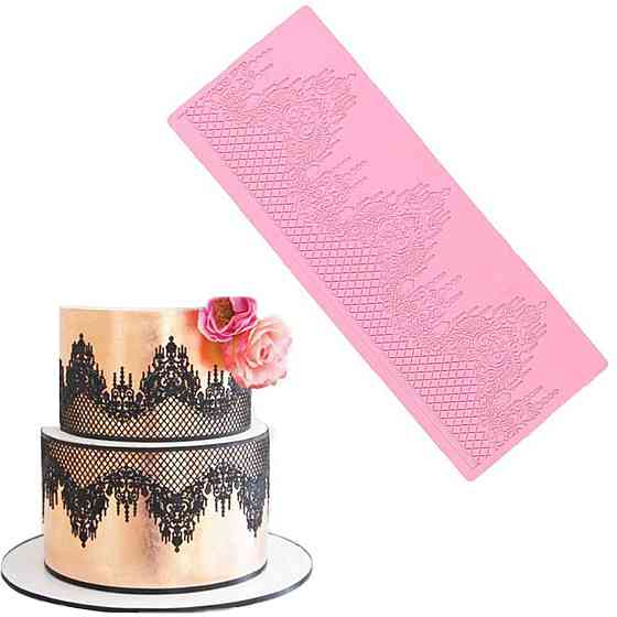 Молд для торта силиконовый Кружево 356 на 130 мм розовый Киев