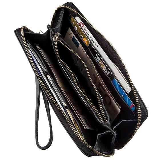 Чоловічий горизонтальний шкіряний клатч SHVIGEL 19120 Чорний Київ