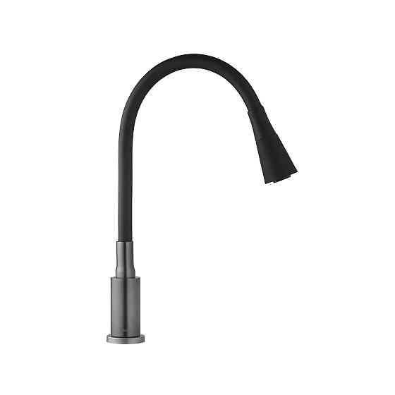 Змішувач для кухні з гнучким виливом Kroner KRP Edelstahl Klassisch — PVD031BLK графіт/чорний Київ