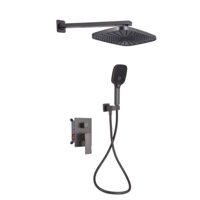 Душевая система из латуни Qtap Gemini скрытого монтажа на два потребителя QTGEM113GMB45698 Gunmetal Black PVD Харьков - изображение 1