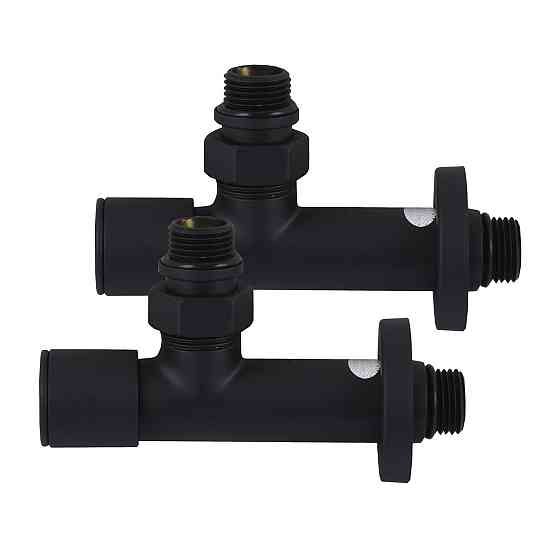 Набор Кран вентильный угловой с американкой SOLOMON LUX 1/2″ 7777 (2шт.) BLACK (1уп) Киев
