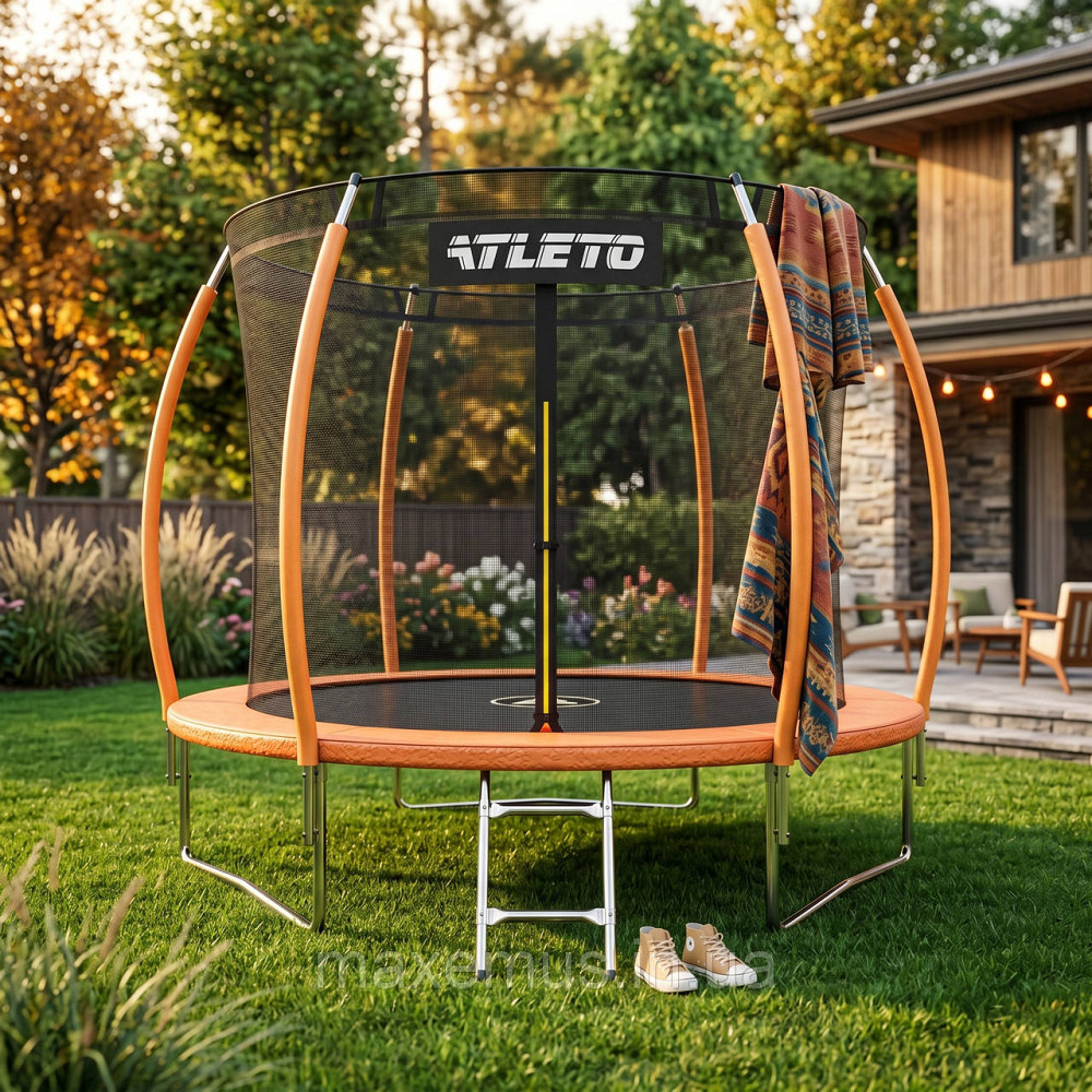 Батут детский Atleto 252 см (8 ft) оранжевый с внутренней защитной сеткой и лестницей (до 100 кг) Мостиська - фото 18