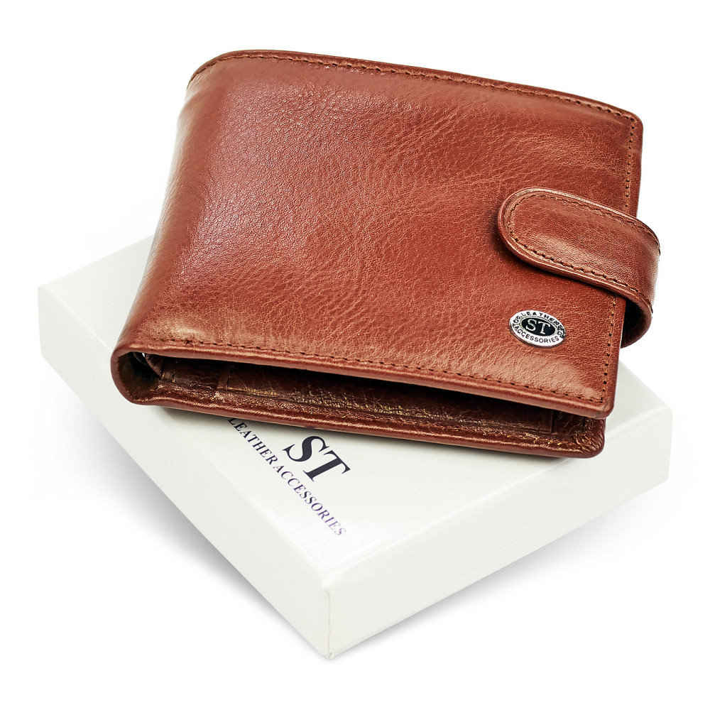 Чоловіче портмоне ST Leather з натуральної шкіри Коричневий Вінниця - фото 2