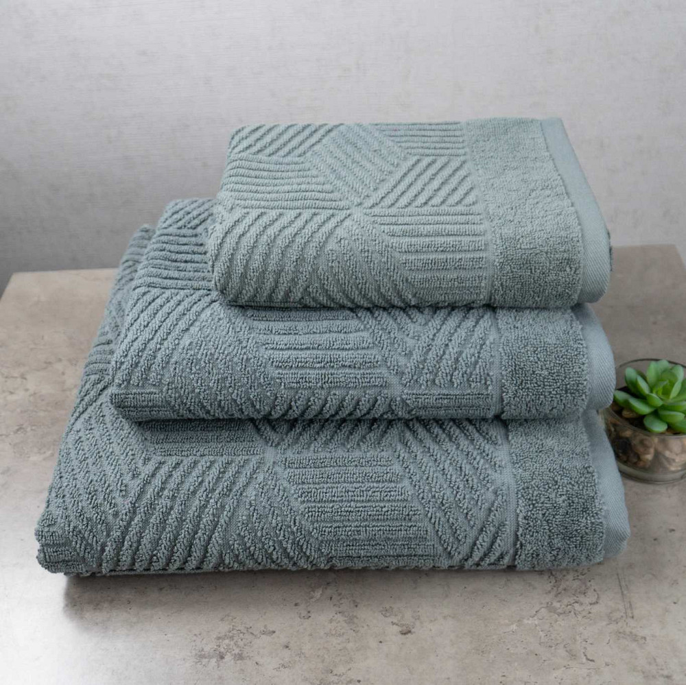 Комплект махровых полотенец Уельс 3шт GM Textile 40х70см, 50х90см, 70х140см 500г/м2 (Темно-Мятный) Сумы - изображение 1