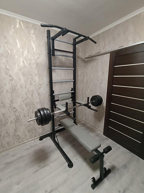 Шведская стенка передвижная Universal-NEW универсальная без креплений со скамьей для пресса турник брусья Каменское - изображение 6