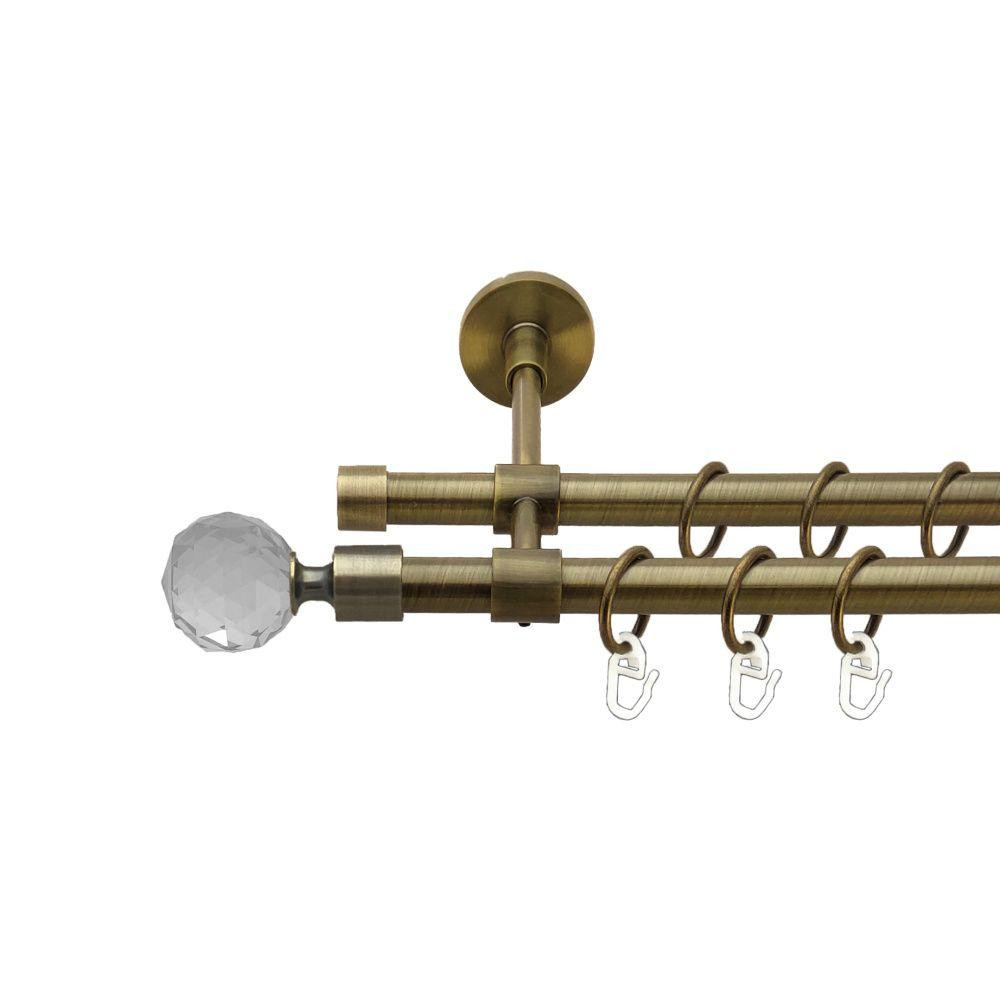 Карниз Orvit Люміера металевий дворядний закритий гладка труба кільце металеве Антик 16\16 мм 300 см (00-00017066) Львів - фото 1