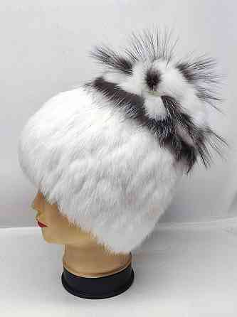 Шапка меховая женская цветок Белла кролик Rex Белый Харьков