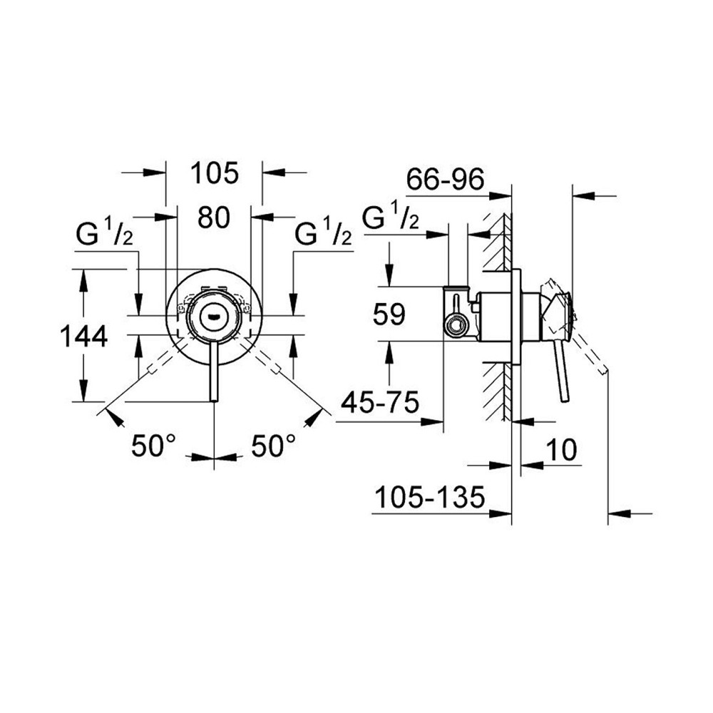 Змішувач прихованого монтажу для душу Grohe BauClassic 29048000 Київ - фото 2