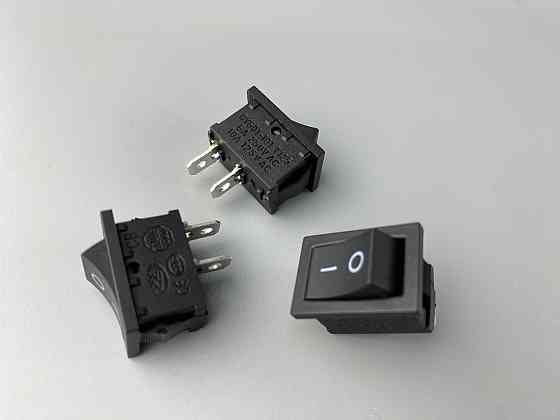 Перемикач клавішний чорний,15 мм 21 мм, 2 ніжки Мукачево