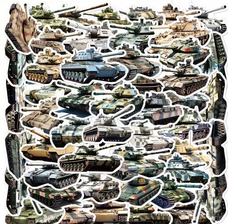 Набор стикеров «Танки» – 50 штук, военные наклейки Киев - изображение 1