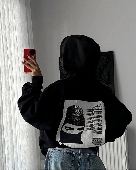 Жіночий стильний подовжений обʼємний худі в стилі оверсайз трьохнитка на флісі Одеса - фото 1