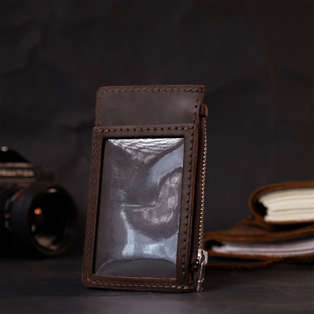 Оригінальний картхолдер з утримувачем для Apple AirTag з натуральної шкіри GRANDE PELLE 11627 Коричневий Київ - фото 6