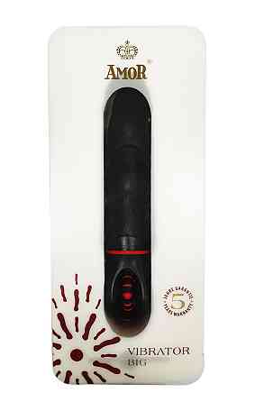 Вібратор з оригінальним дизайном і ребристою поверхневістю AMOR BIG VIBRATOR ANGELUS Black (Застосунок НЕ Sex Aura Київ