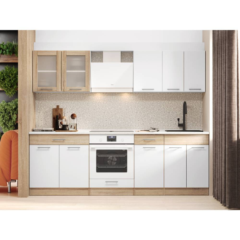 Кухня модульная Эверест Эко набор №3 дуб сонома/нимфея альба (белый) 2.4 м столешница Скай (DTM-071058) Львов - изображение 1