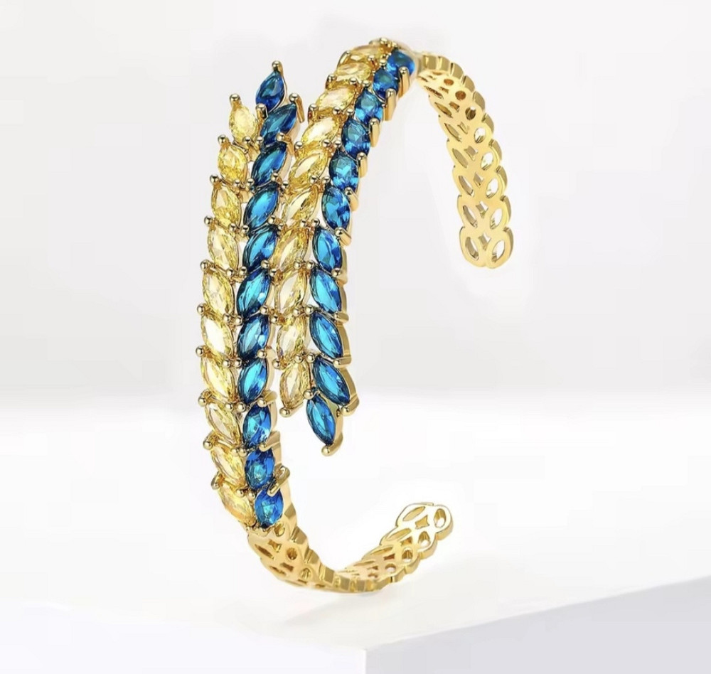 Браслет + каблучка жовто-блакитні колоски Смела - изображение 6