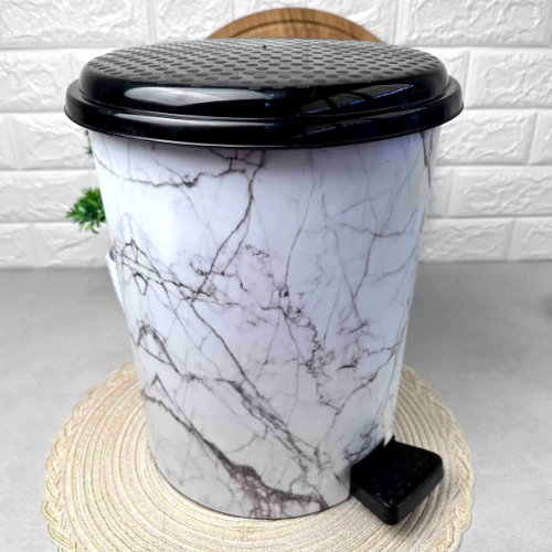 Відро для сміття 17л з педаллю пластик з малюнком білий мармур ELIF Житомир - фото 3